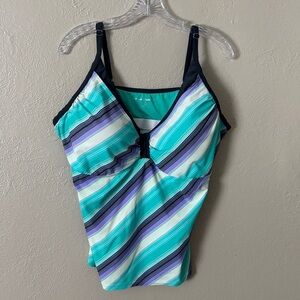 Free Country Women’s Plus Size Underwire Tankini Striped Top 3X 24W